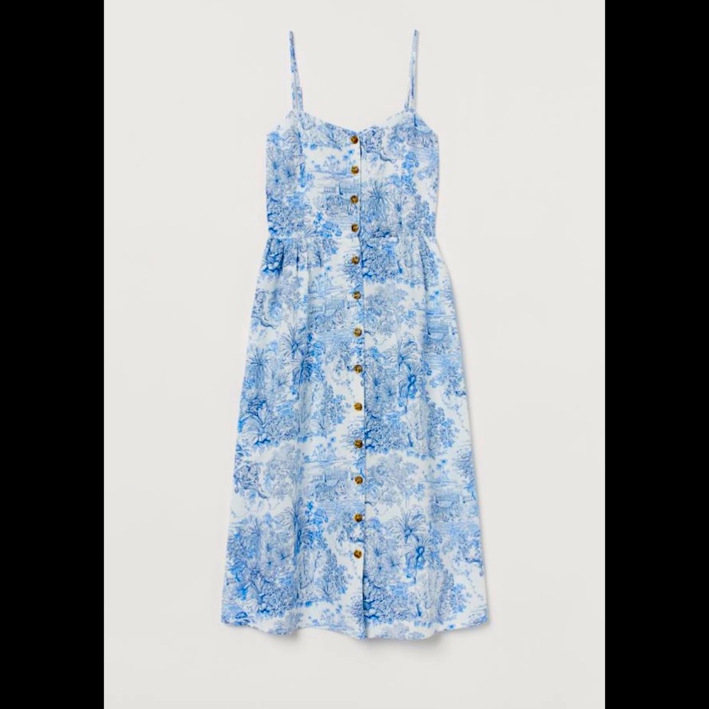 White and blue midi dress